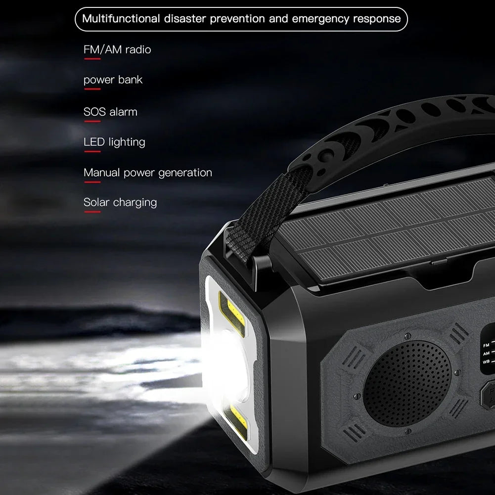 12000mAh Emergency AM/FM Radio Multifunction Portable Solar Hand Crank