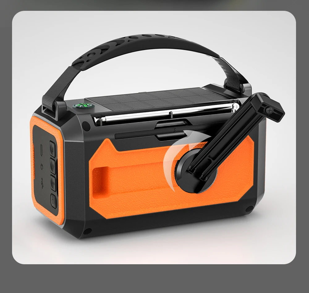 12000mAh Emergency AM/FM Radio Multifunction Portable Solar Hand Crank