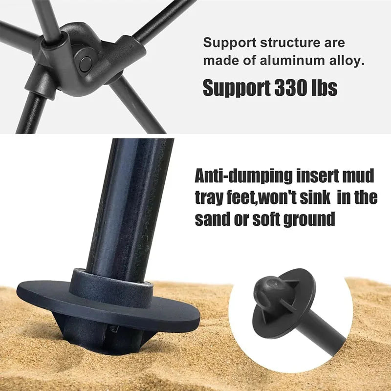 New Portable Outdoor Chair with Headrest and Side Storage Bag
