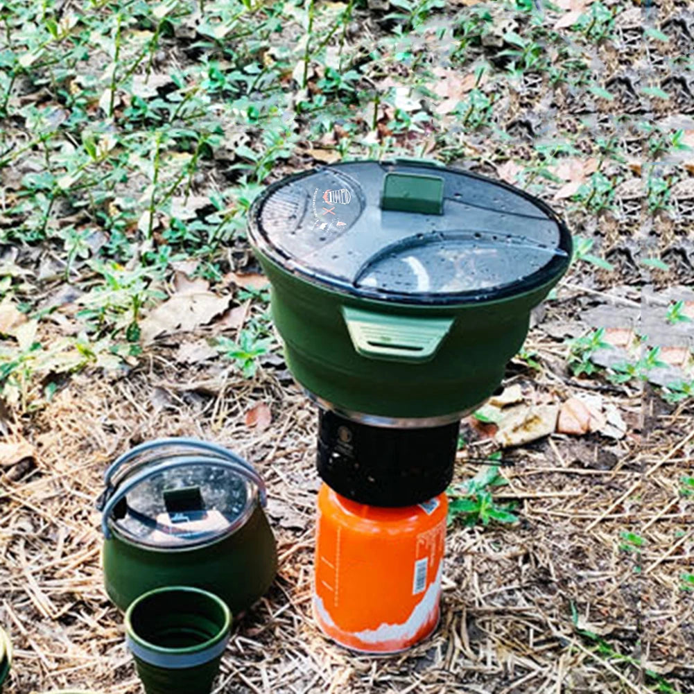 Outdoor Silicone Water Kettle Camping Folding Pot Portable Camping