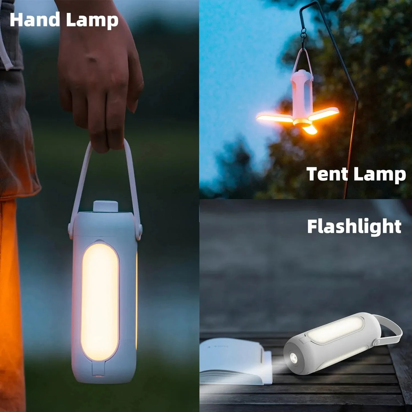 Outdoor Camping Lantern LED Flashlight Rechargeable 10000mAh Foldable