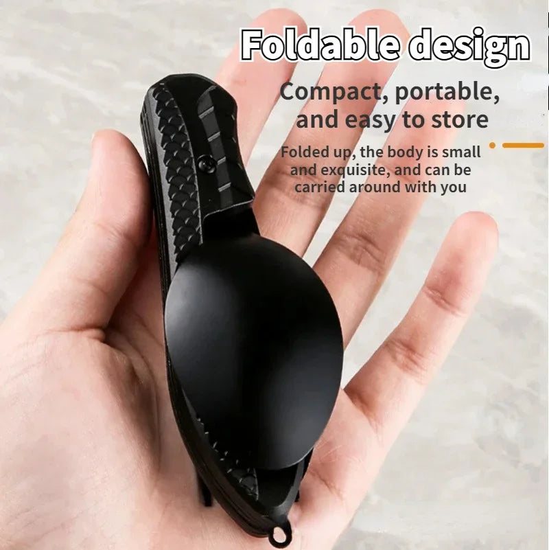 Outdoor Camping Utensils Portable Stainless Steel Foldable Spoon Fork