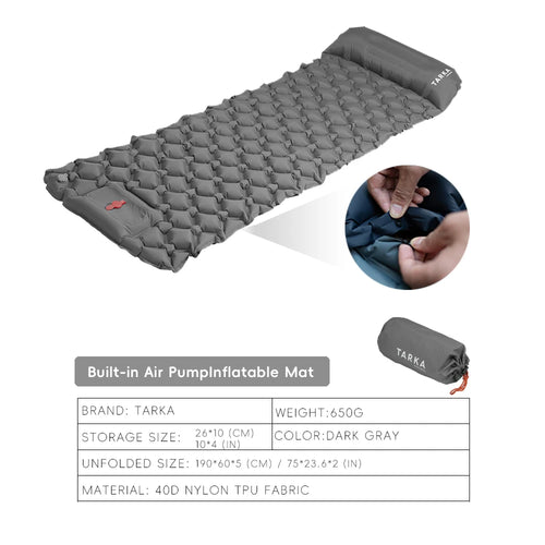 TARKA Inflatable Camping Mats Air Cushion With Pillow Outdoor Tourist