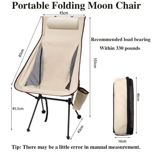 New Portable Outdoor Chair with Headrest and Side Storage Bag