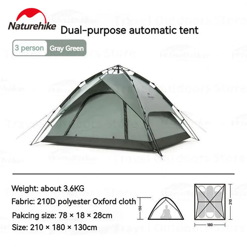 Naturehike 3-4 People Automatic Tent Camping Outdoor Quick Open