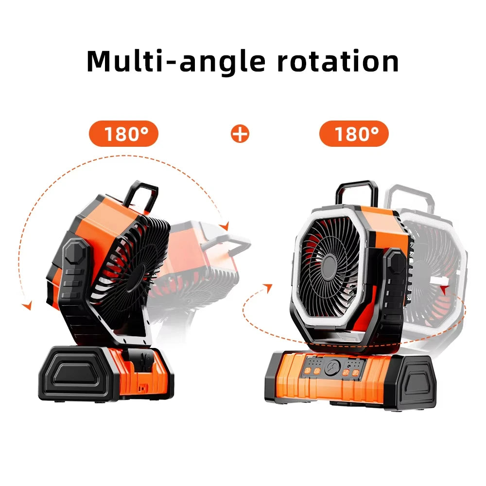 20000mAh Battery Operated Fan Portable Rechargeable Camping Fan / Desk Fan