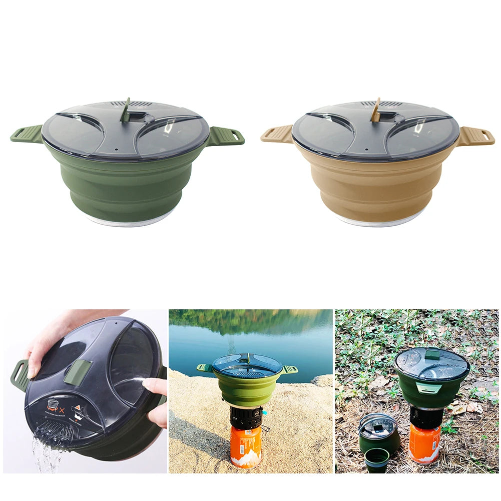 Outdoor Silicone Water Kettle Camping Folding Pot Portable Camping