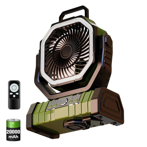 20000mAh Battery Operated Fan Portable Rechargeable Camping Fan / Desk Fan