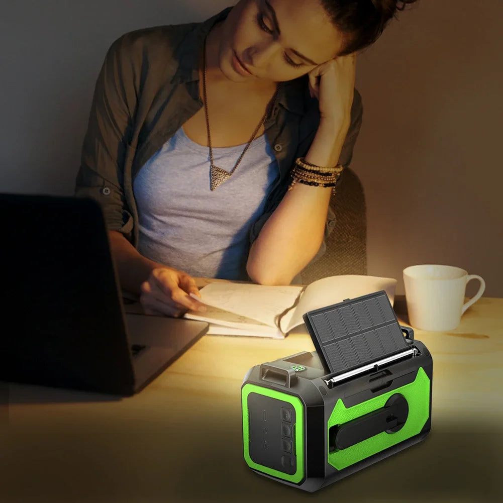 12000mAh Emergency AM/FM Radio Multifunction Portable Solar Hand Crank