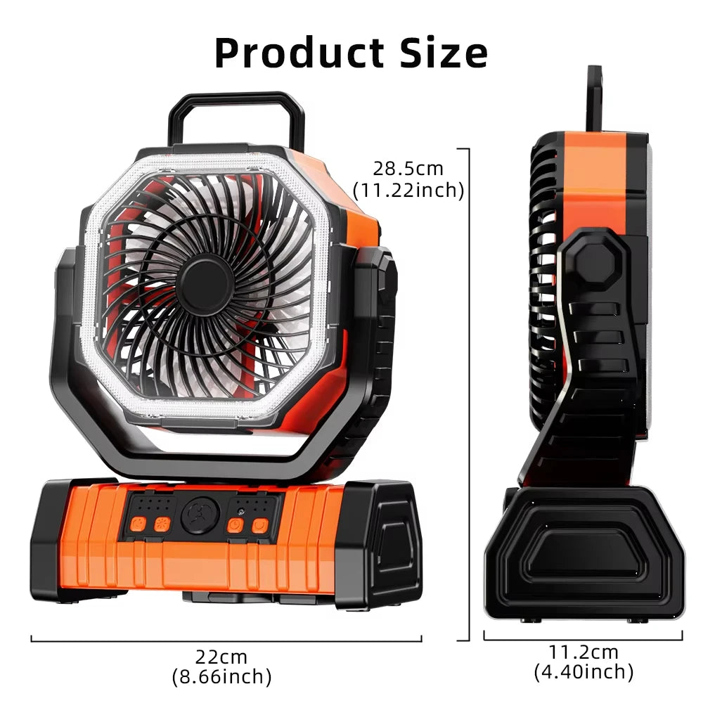 20000mAh Battery Operated Fan Portable Rechargeable Camping Fan / Desk Fan