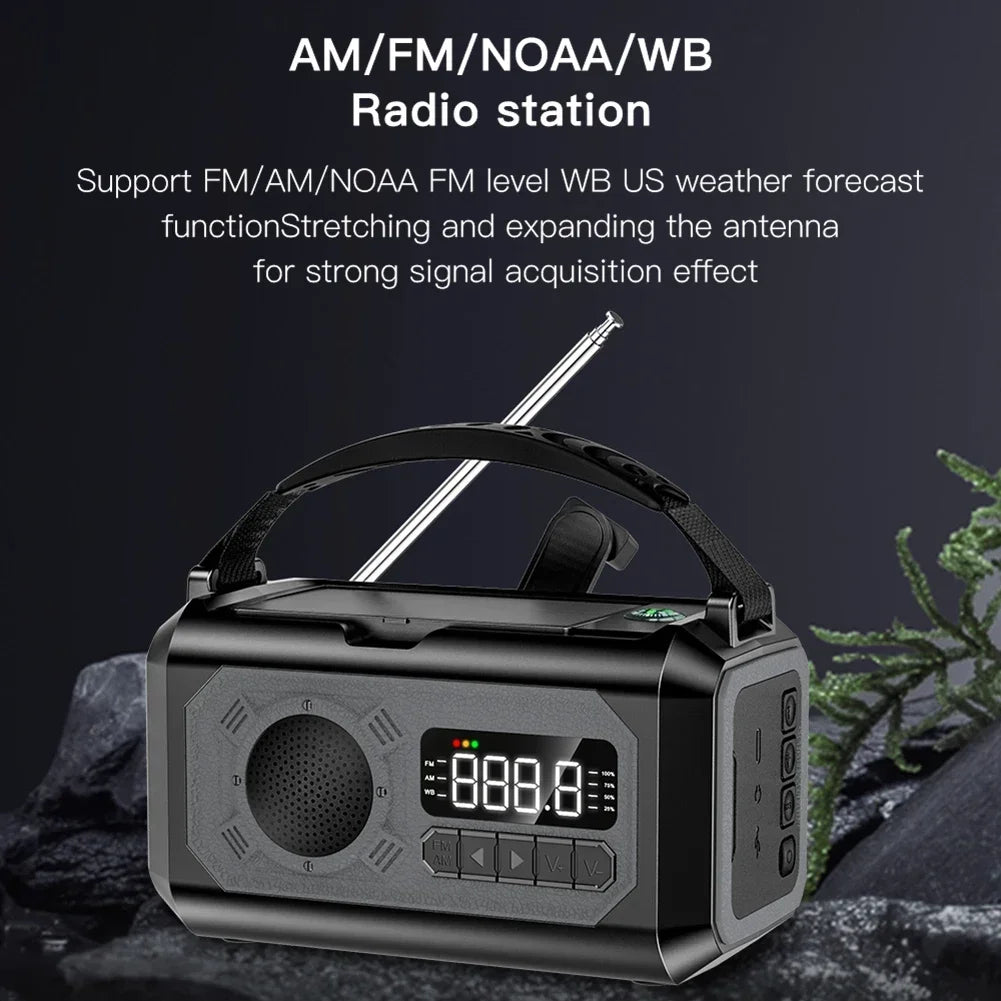 12000mAh Emergency AM/FM Radio Multifunction Portable Solar Hand Crank
