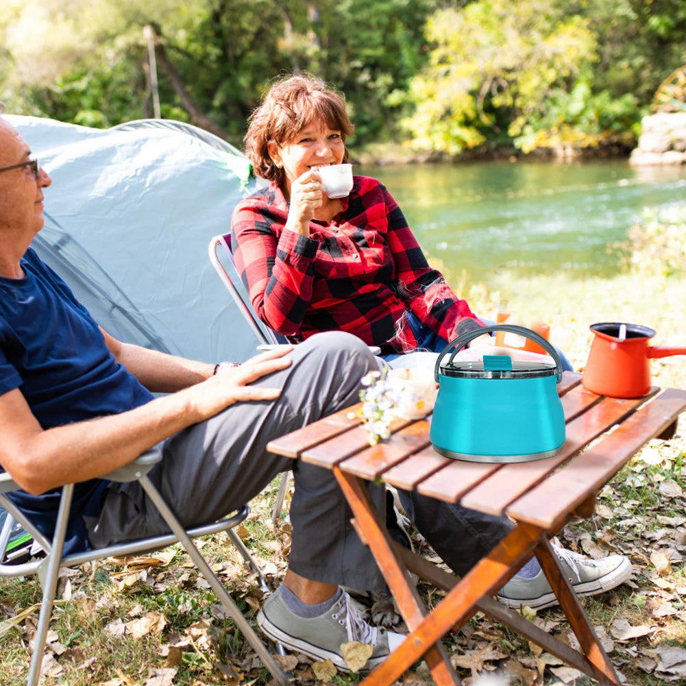 Outdoor Silicone Water Kettle Camping Folding Pot Portable Camping