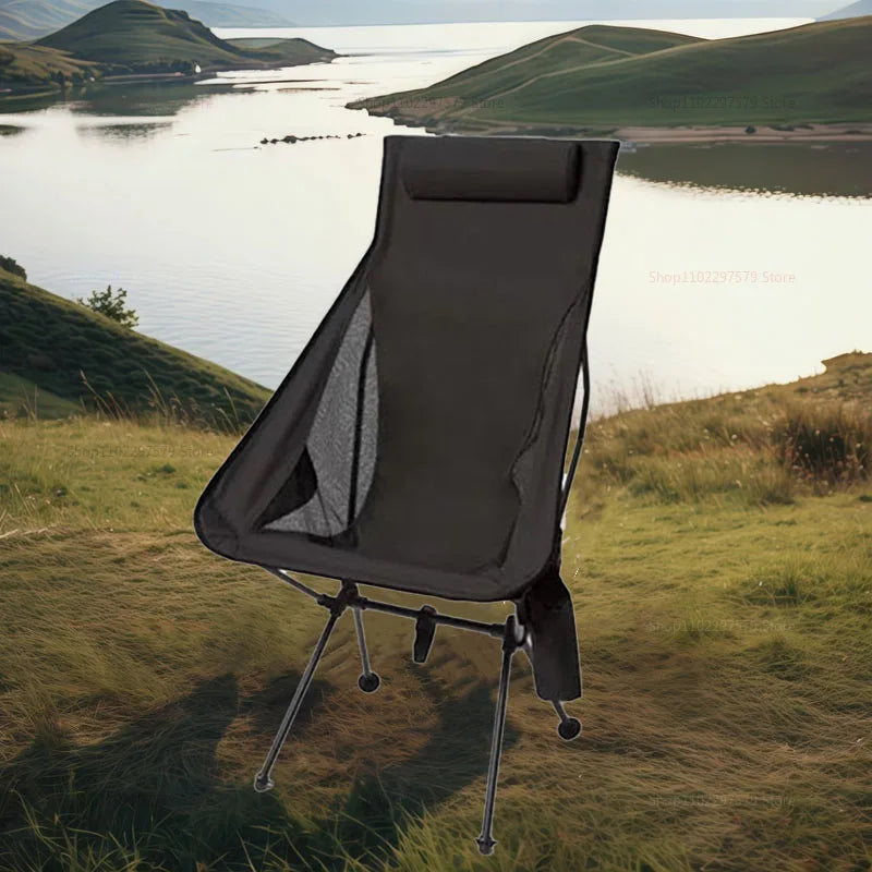 New Portable Outdoor Chair with Headrest and Side Storage Bag