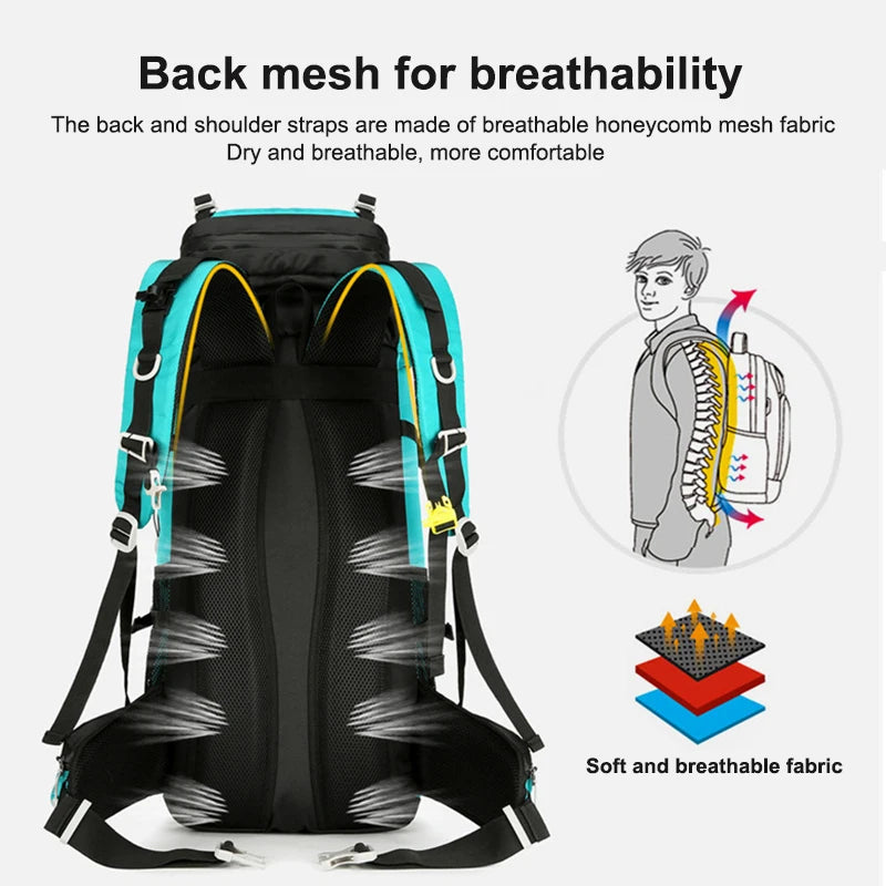 60L Hiking Backpack Outdoor Waterproof Mountaineering Backpacks