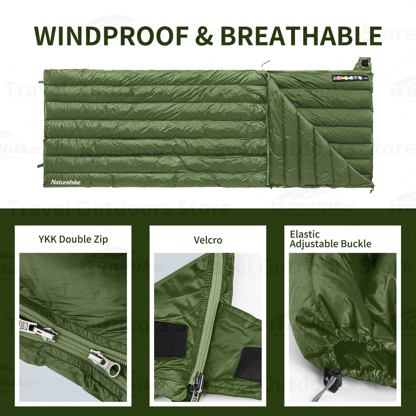 Naturehike CW295 Duck Down Sleeping Bag - Splicable Ultralight