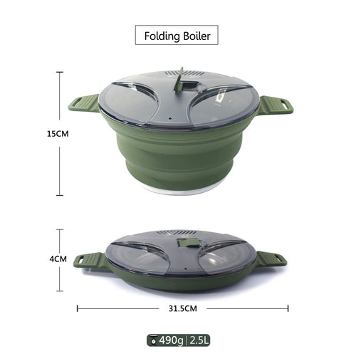 Outdoor Silicone Water Kettle Camping Folding Pot Portable Camping