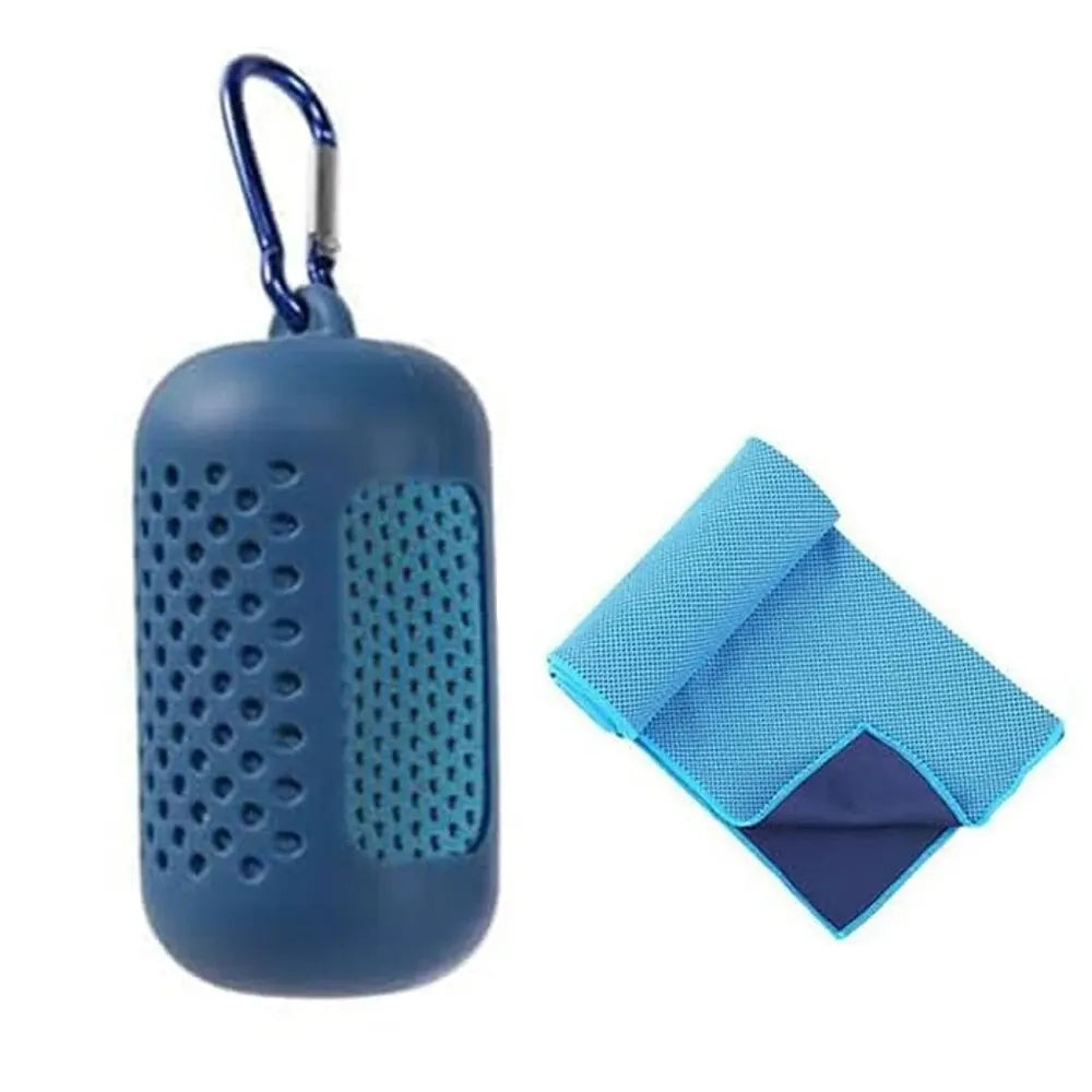Cold Cooling Towel - Quick Drying with Circular Silicone Case
