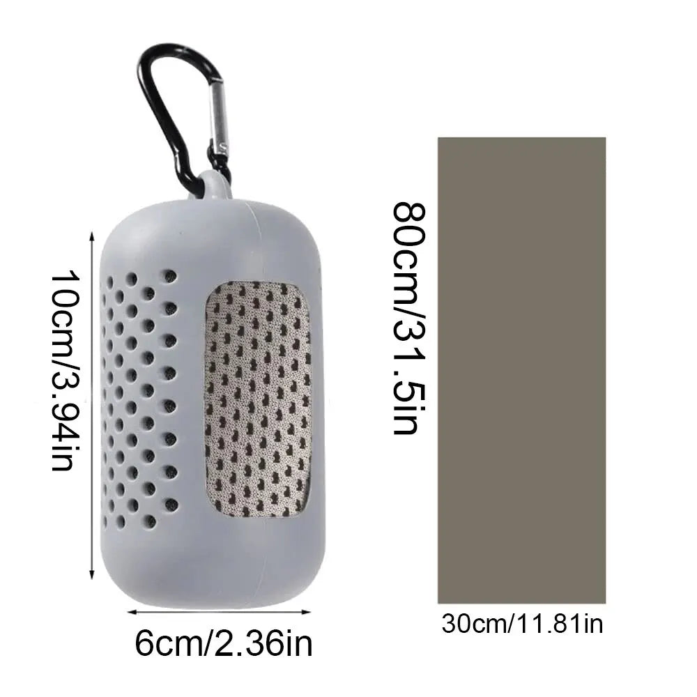 Cold Cooling Towel - Quick Drying with Circular Silicone Case