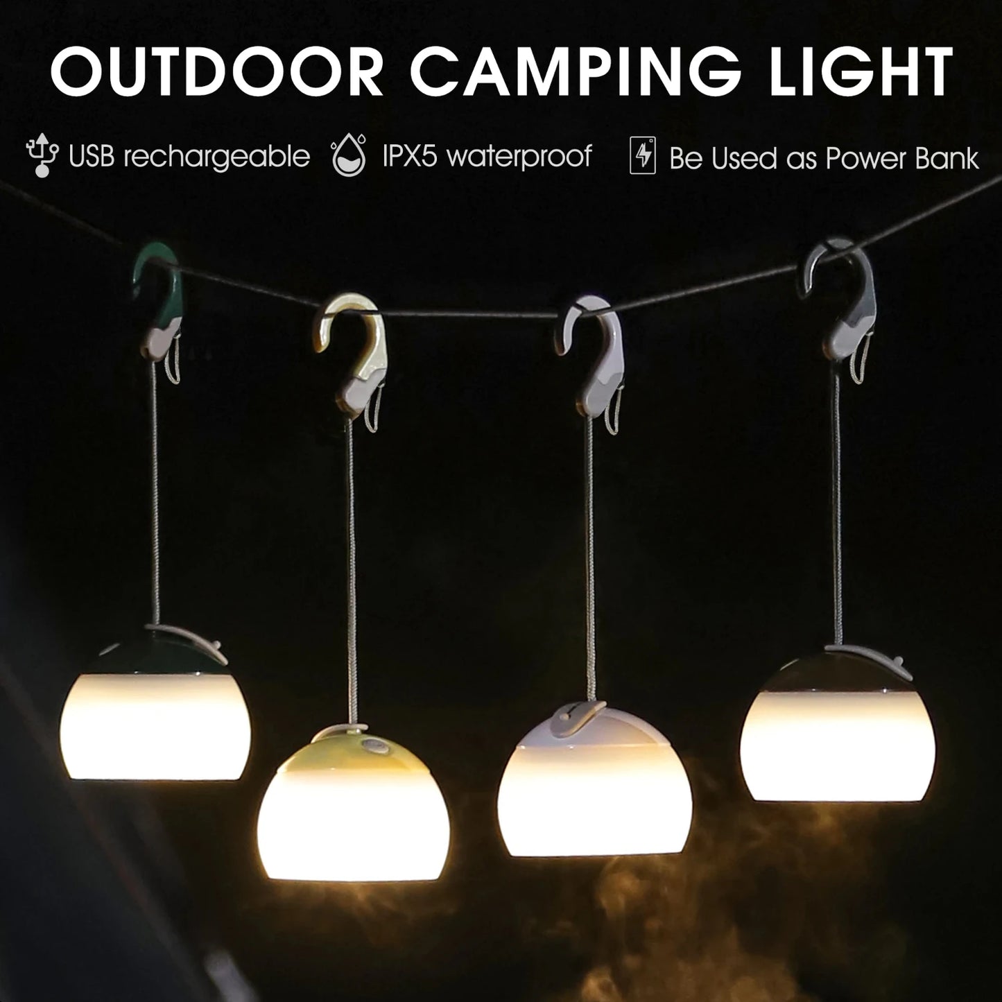 Portable Hanging Camping Lights - Rechargeable