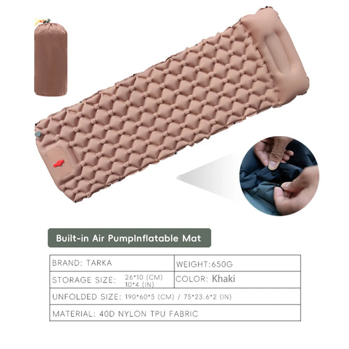 TARKA Inflatable Camping Mats Air Cushion With Pillow Outdoor Tourist