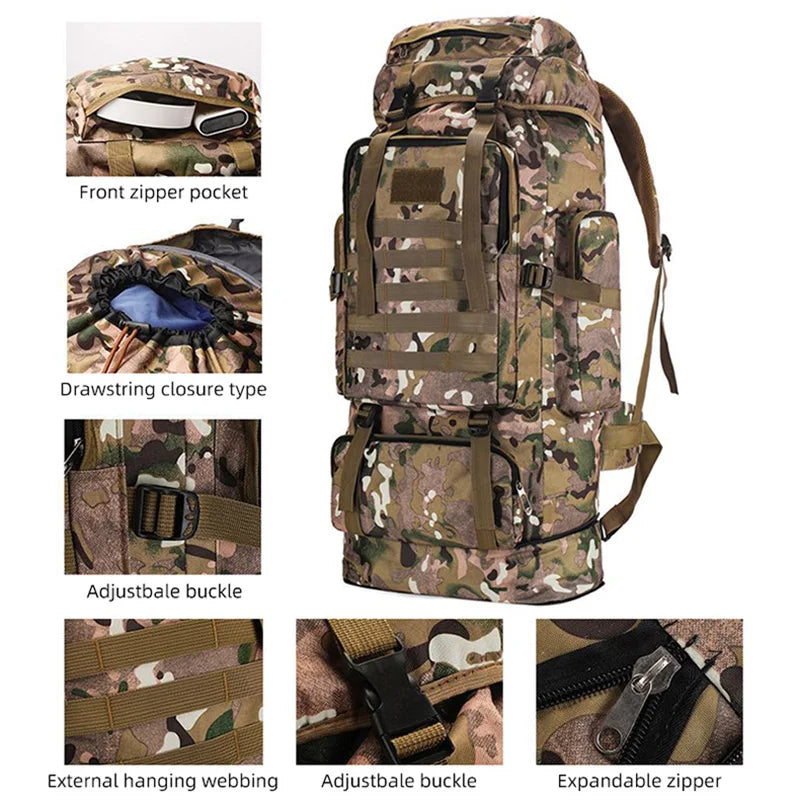 100L Outdoor Camping Backpack for Hiking & Camping