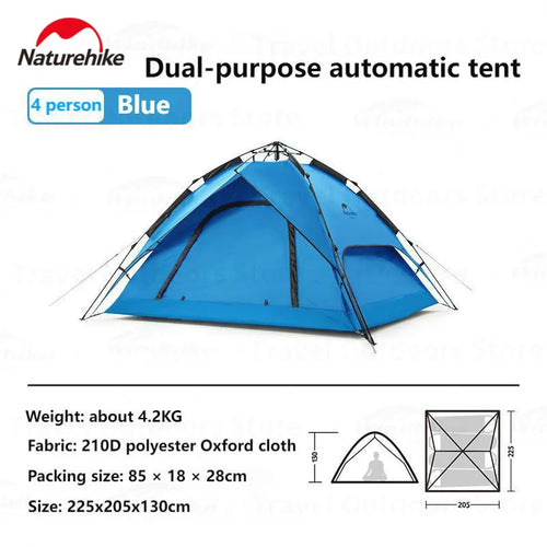 Naturehike 3-4 People Automatic Tent Camping Outdoor Quick Open