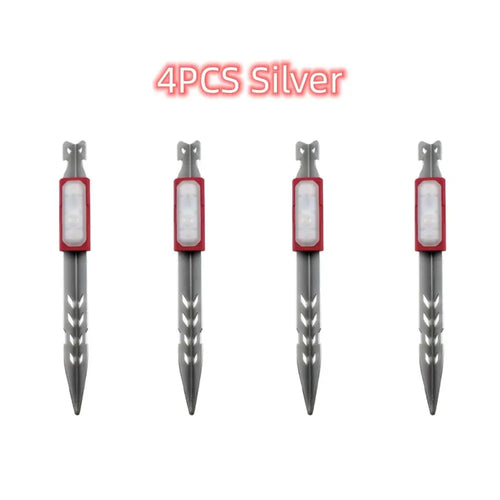 6/4/1 Pcs Tent Pegs With LED Lights Canopy Tent Stakes Nail Ground