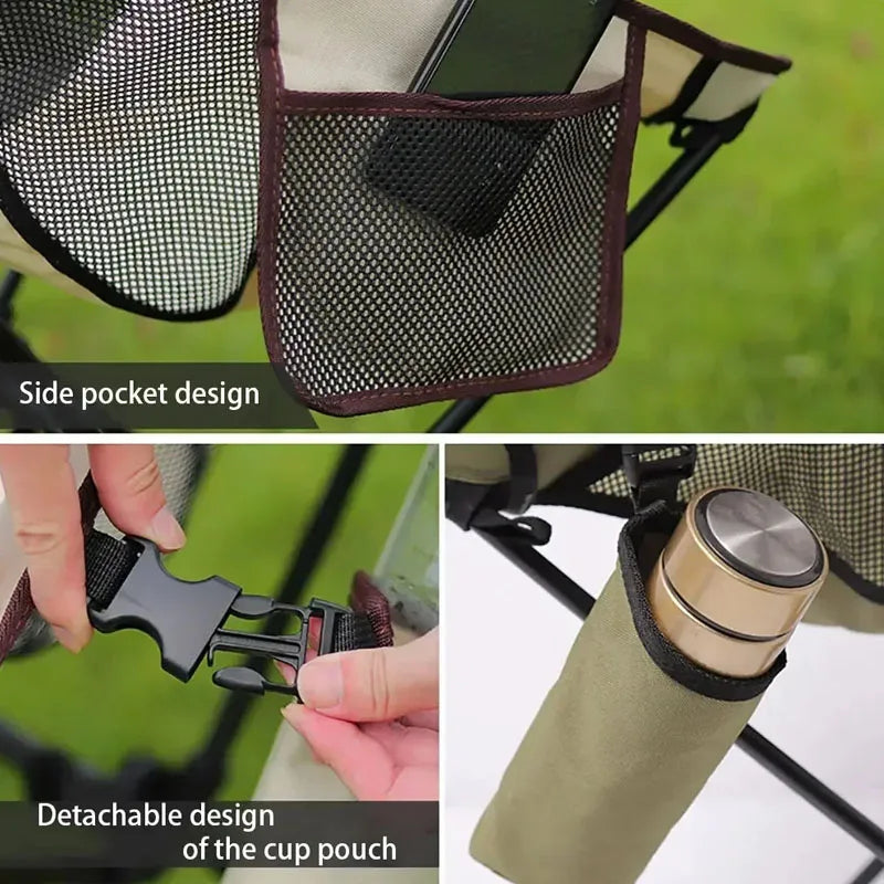 New Portable Outdoor Chair with Headrest and Side Storage Bag
