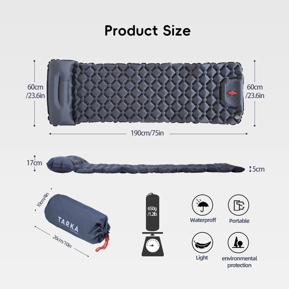 TARKA Inflatable Camping Mats Air Cushion With Pillow Outdoor Tourist