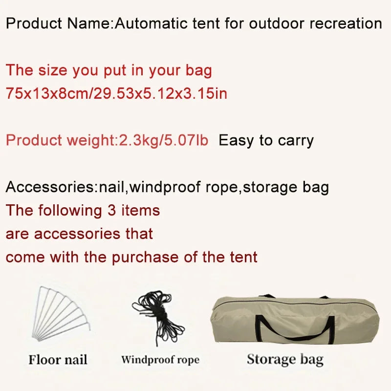 Outdoor Camping Automatic Tent Double-deck, Double door tent