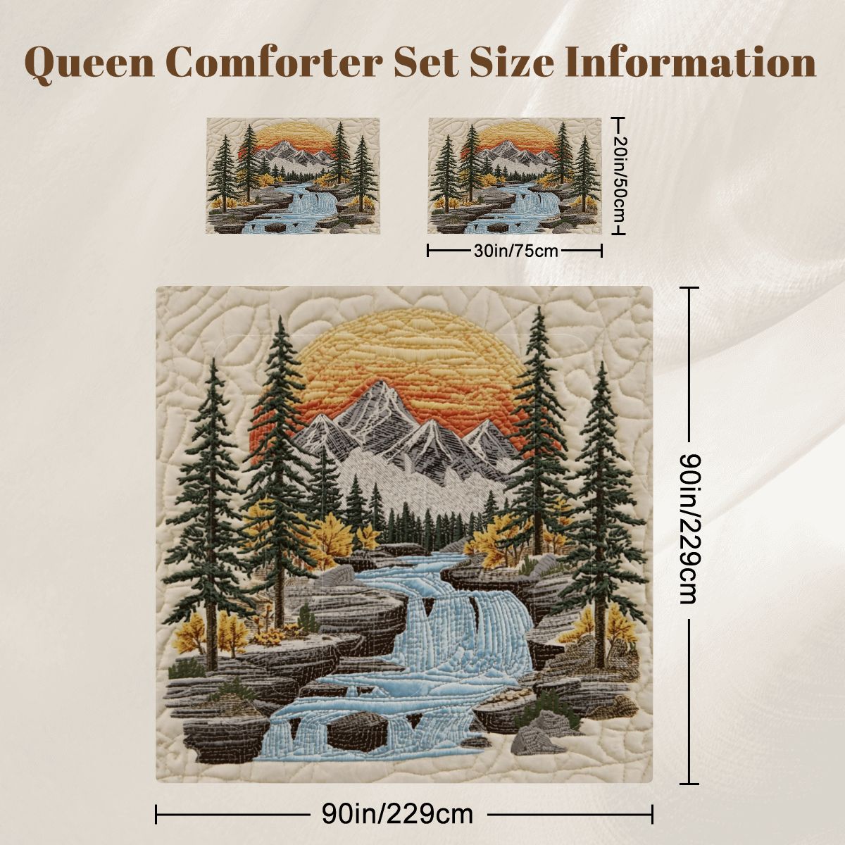 Mountain Sunrise Queen Comforter - 3 PCS Set