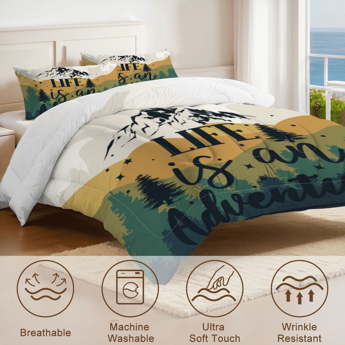 Let the Adventure Begin King Comforter 3 Pcs Set