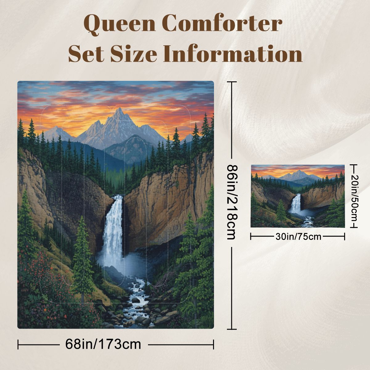Mountain Waterfall Twin Comforter Set - 3 Pcs Set