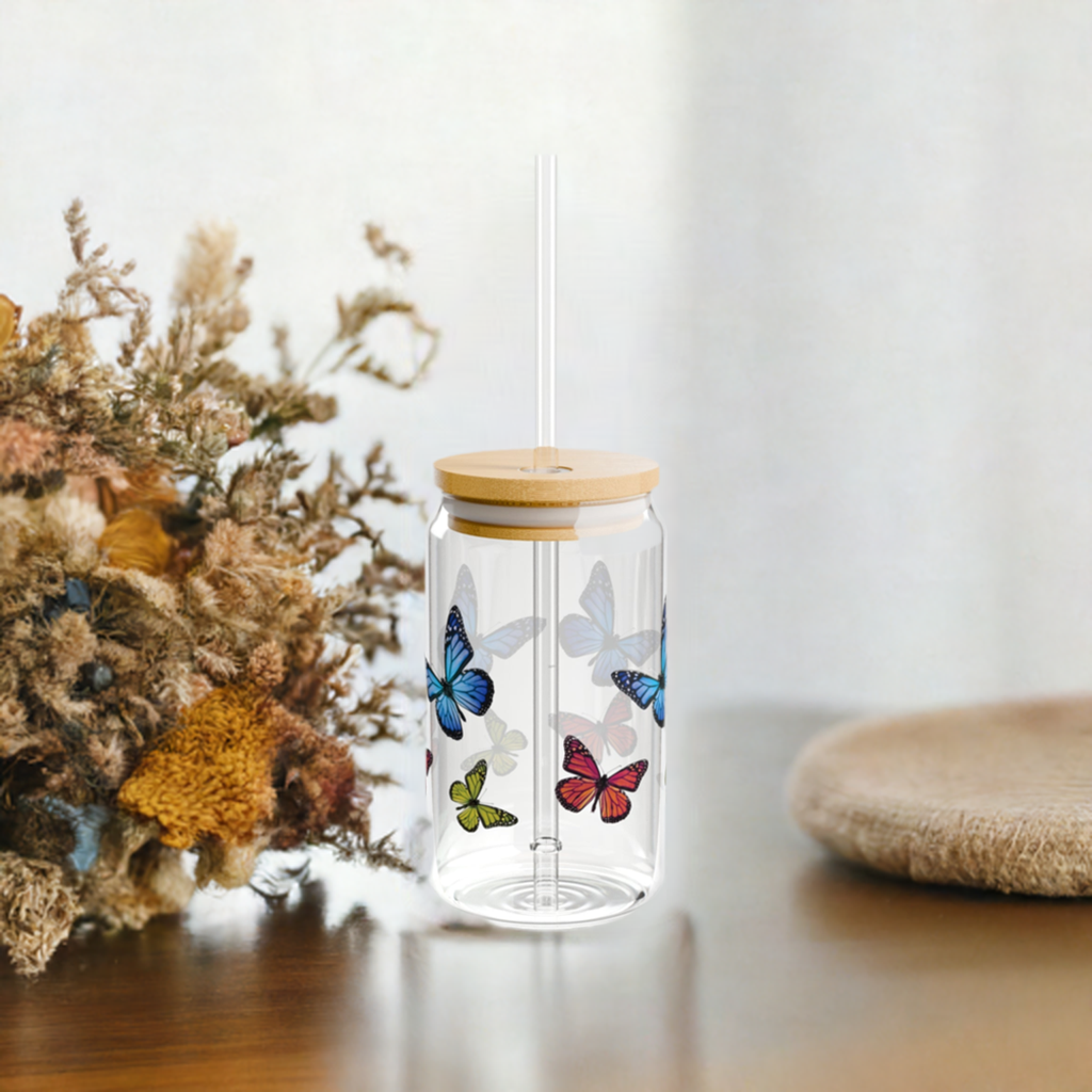 Butterfly Sipper Glass, 16oz
