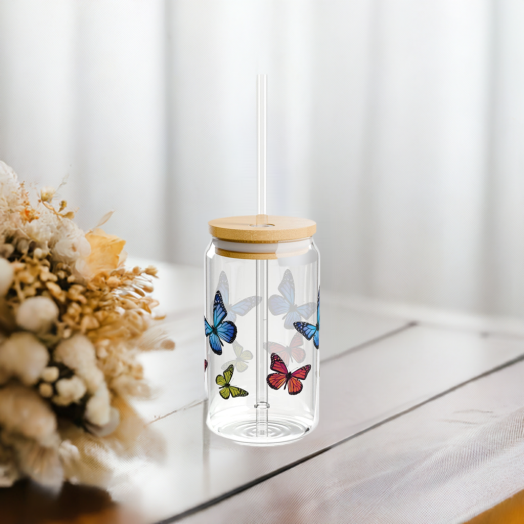 Butterfly Sipper Glass, 16oz