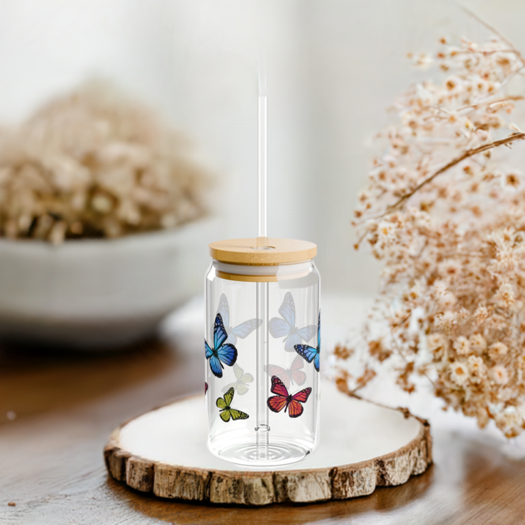 Butterfly Sipper Glass, 16oz