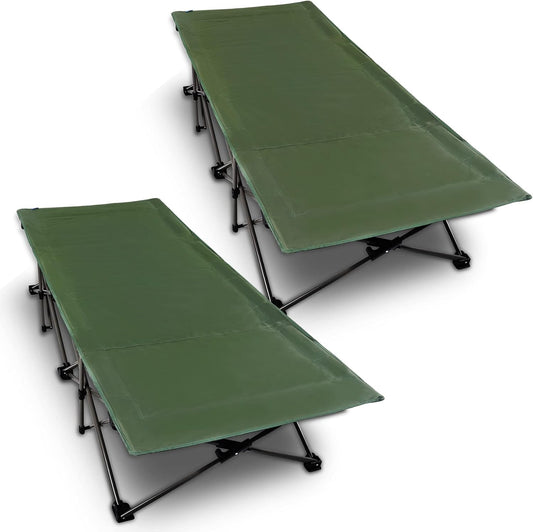 Folding Camping Cots for Adults Heavy Duty, 33" Extra Wide Sturdy Portable Sleeping Cot,Green 2-Pack