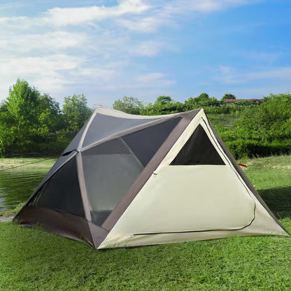 6.9 Ft. X 6.9 Ft. Brown Pop up Camping Tent Canopy, Portable Instant Tent with Rainfly, Carry Bag, Windows and Doors
