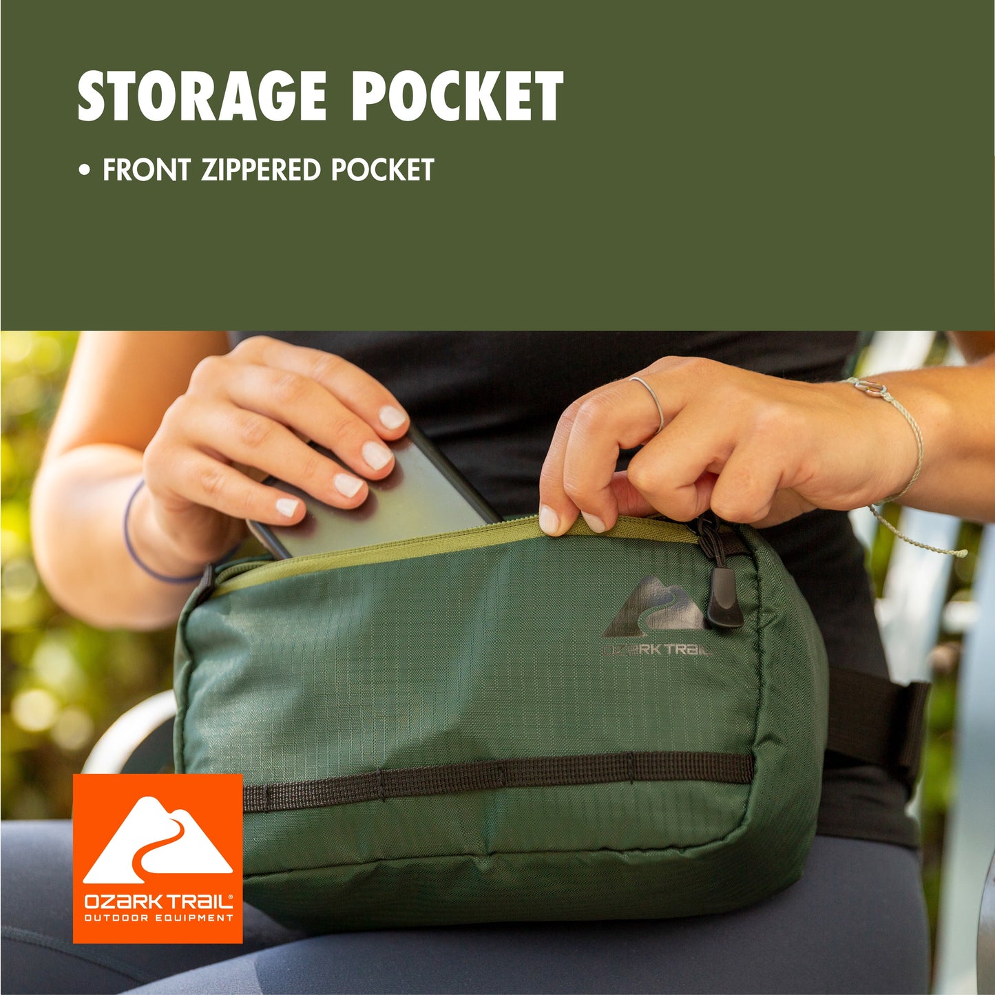 3.5 Ltr on Waist Pack, Green, Unisex, Polyester Zipper
