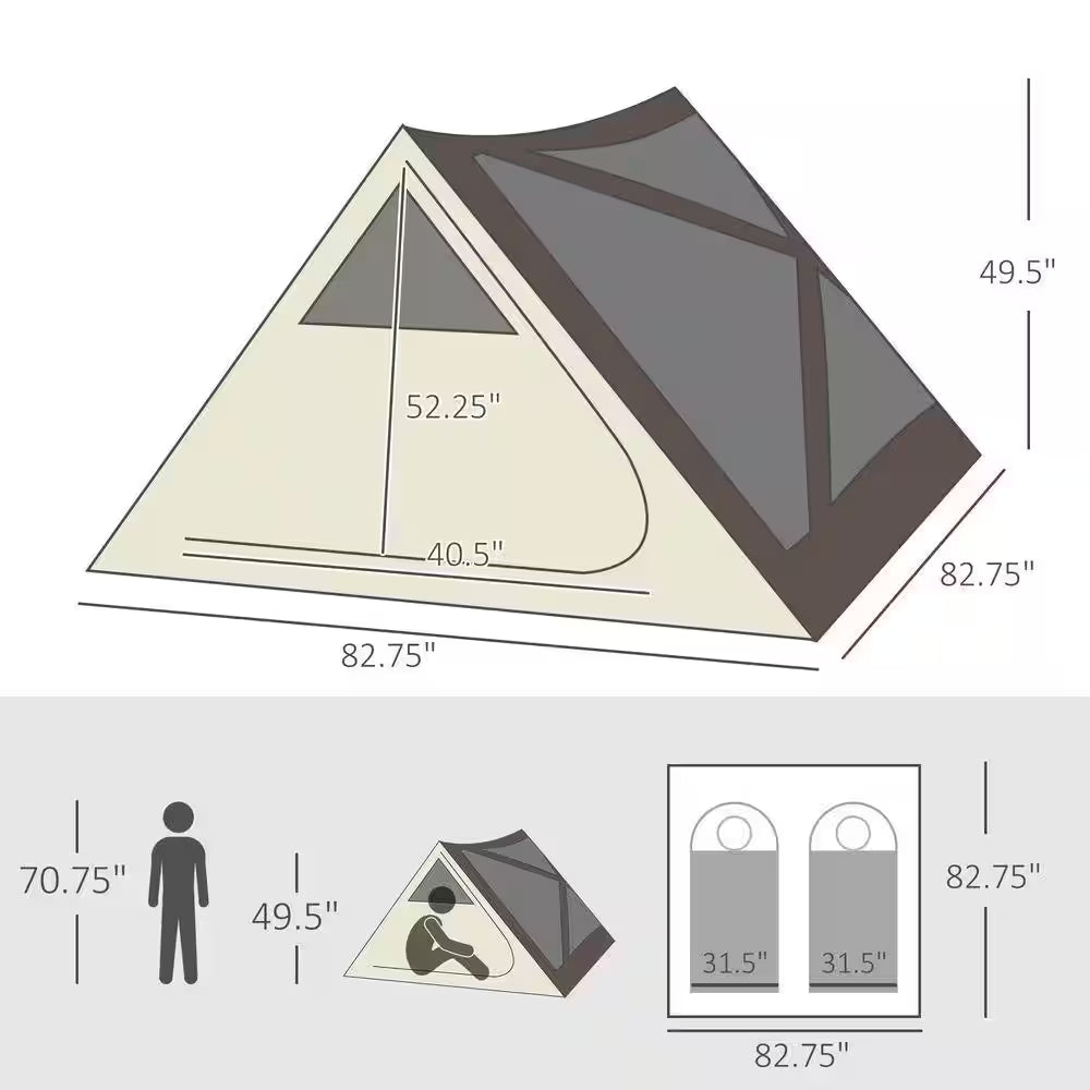 6.9 Ft. X 6.9 Ft. Brown Pop up Camping Tent Canopy, Portable Instant Tent with Rainfly, Carry Bag, Windows and Doors