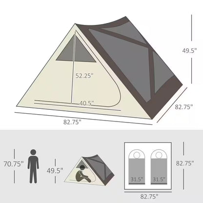 6.9 Ft. X 6.9 Ft. Brown Pop up Camping Tent Canopy, Portable Instant Tent with Rainfly, Carry Bag, Windows and Doors