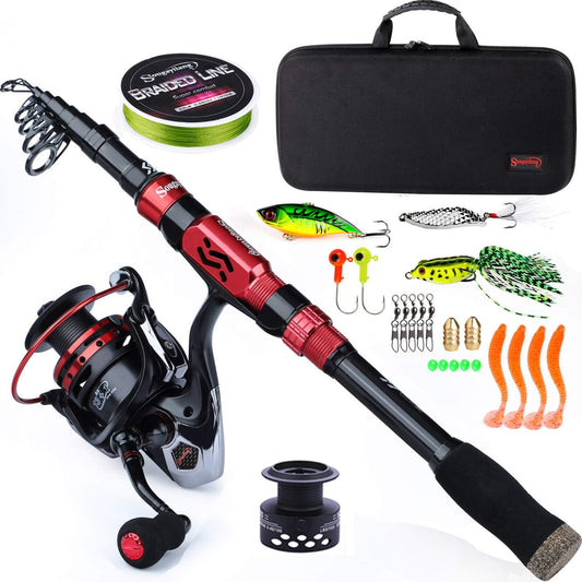 Telescopic Fishing Pole with Spinning Reel Portable Fishing Rod Reel Combos