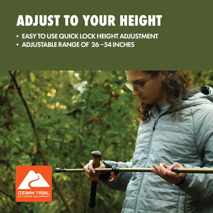 Brand Aluminum Adjustable Quick Lock Trekking Poles with Cork Grip, 2 Hiking Poles