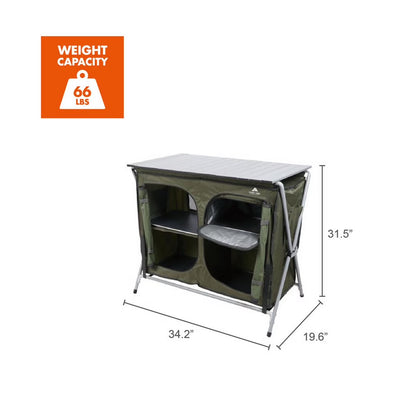 Camping Table, Gray, 34.2"Wx19.6"Dx31.5"H, New