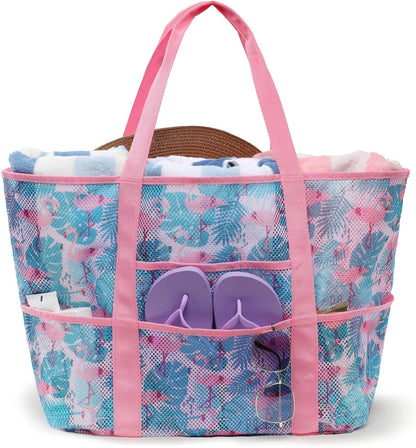 Mesh Beach Bag Family - Large Tote Bag for Cruise Pool Toys Beach Vacation Essentials
