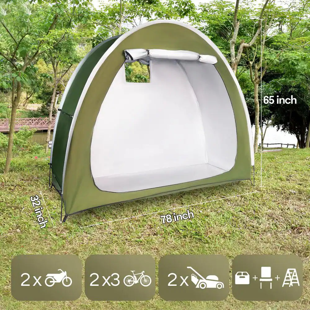 Portable Foldable Outdoor Bike Storage Tent 6.5 Ft. X 2.7 Ft. for 2-3 Bikes Water-Resistant
