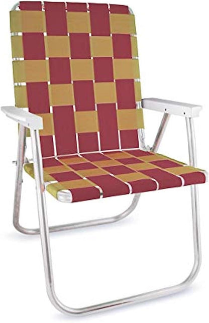 Folding Aluminum Outdoor Patio Lawn Chair | Heavy-Duty Webbed Chairs for Camping, Sports, Beach, Yard & Tailgating | Lightweight Portable | Classic - Bright White