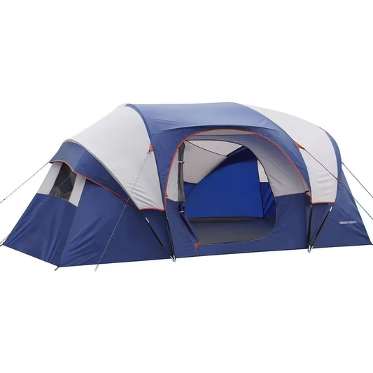 HIKERGARDEN - 10-Person Camping Tents, Portable Easy Set up Family Tent Windproof Fabric Dome Tent in Blue