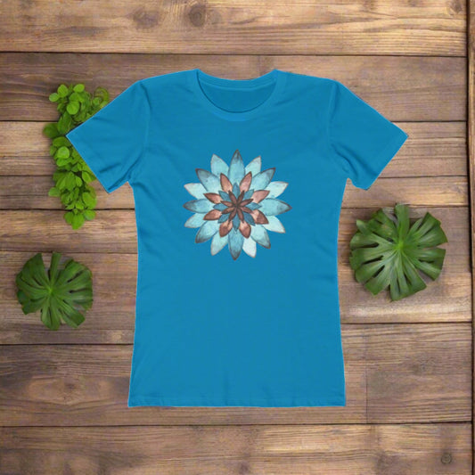 Blue Flower Burst - The Boyfriend Tee for Women