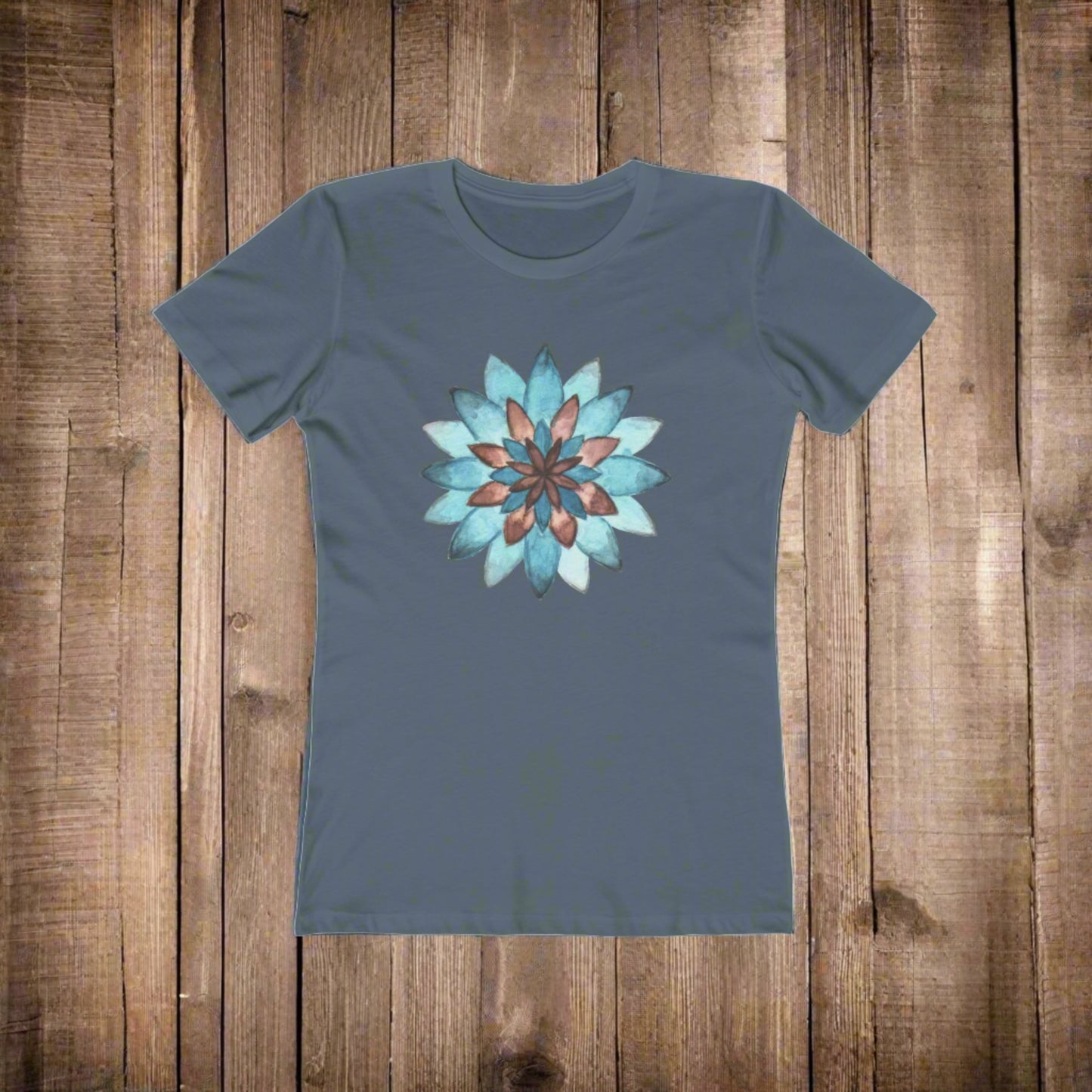 Blue Flower Burst - The Boyfriend Tee for Women